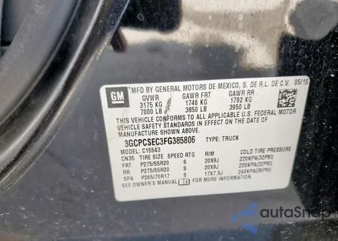 2015 Chevrolet Silverado C1500 Ltz from USA, damaged, VIN 3GCPCSEC3FG385806